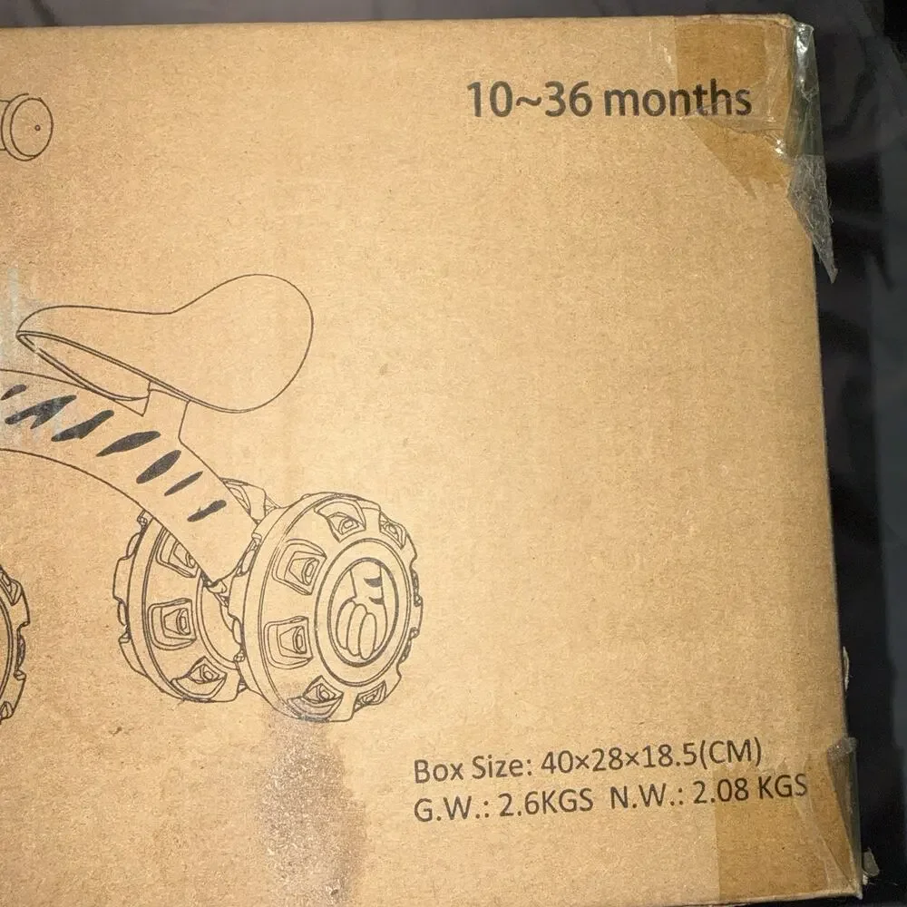 Brown 4-Wheel Kids Balance Bike Ride-On Toy for 10-36 Months Boys & Girls